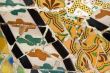 Detail of the ceramics from the Guadi bench in park Guell Barcelona, Spain