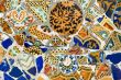 Detail of the ceramics from the Guadi bench in park Guell Barcelona, Spain