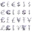 3D Eccentric  Silver Currency Symbols
