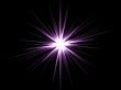 Violet star on a black background.