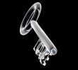 key in glass LOVE text 3d made