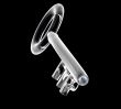 key in glass FTP text 3d made