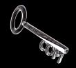 key in glass, COM text 3d made