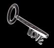 key in glass LOVE text 3d made