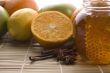fresh honey with honeycomb, spices and fruits