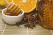 fresh honey with honeycomb, spices and fruits