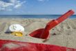 childhood. beach items and sun block