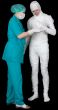 Man in bandage and nurse