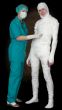 Man in bandage and nurse with stethoscope