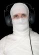 Man in bandage with ear-phones