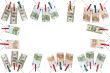 different paper currency on white