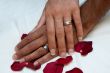 Couple`s hands with wedding ring