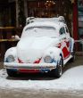old car in snow