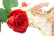 cake and red rose