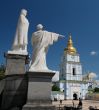 Statues of saints Olga and Cyril in Kiev