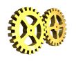  two gears in gold 3D