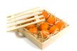 tangerines in wooden box