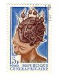 central african stamp with woman