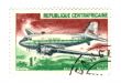 central african stamp with airplane