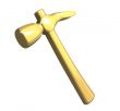 Hammer in metal gold isolated - 3D made