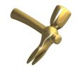 Hammer in metal gold isolated - 3D made