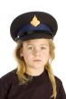 Little girl is wearing a police hat