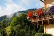 Alpine chalet balcony with flowers