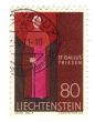 Old stamp from Liechtenstein with priest