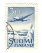 Old stamp from Suomi Finland with plane