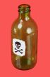 Green bottle with skull and crossbones