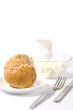 bread, milk and mozzarella