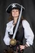 The girl - pirate with a sabre in hands