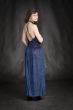 The girl in a dark blue evening dress