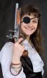 Girl - pirate with pistol in hand and eye patch
