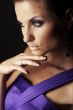 brunette fashion girl in violet dress