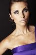 brunette fashion girl in violet dress