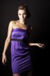 brunette fashion girl in violet dress