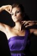 brunette fashion girl in violet dress