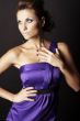 brunette fashion girl in violet dress