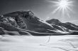 sunlit winter mountain landscape