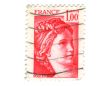 Old red french stamp with woman head