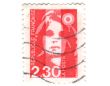 Old red french stamp with woman head