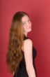 girl on a red background