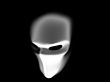 A 3d rendering of white mask isolated on black background