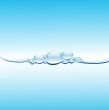 Blue water with bubbles