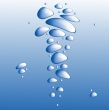 Blue water with bubbles