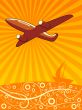 Air plane flying over the sea