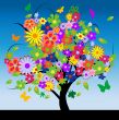 Abstract tree with flowers