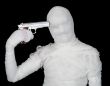 Bandaged guy - self-murderer with pistol