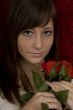 attractive girl with roses